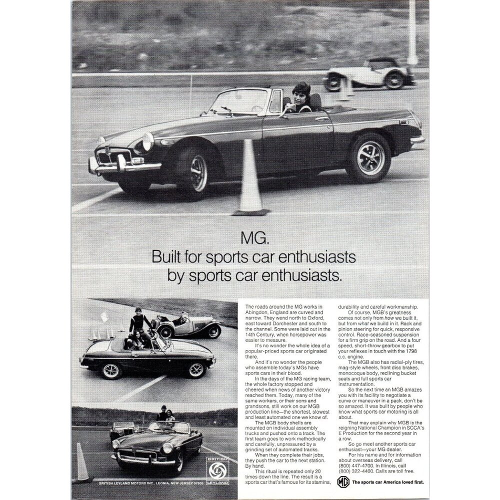 1973 MG MGB Convertible Roadster Vintage Print Ad Pylon Parking Lot Wall Art